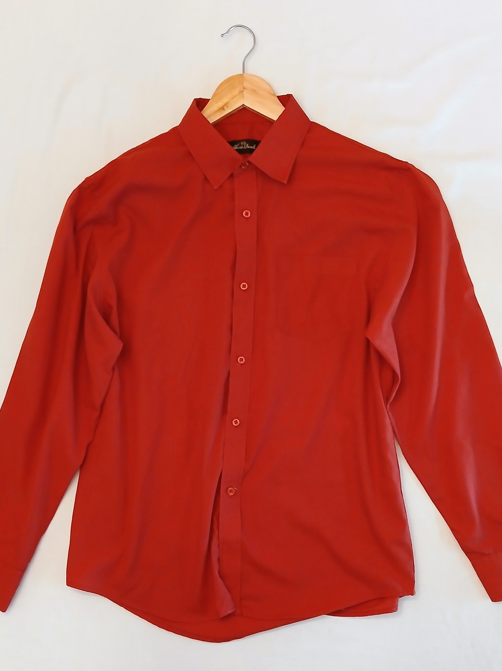 Alberto Danelli Men’s Long-Sleeve Dress Shirt – Solid Red, Size L
